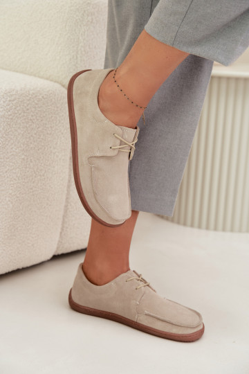 Women's Barefoot Style Shoes Made from Natural Suede Zazoo 327 Light Beige