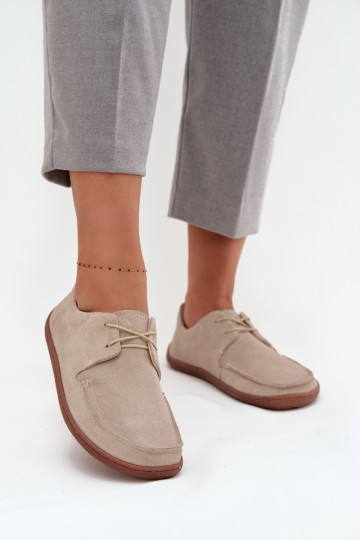 Women's Barefoot Style Shoes Made from Natural Suede Zazoo 327 Light Beige 2