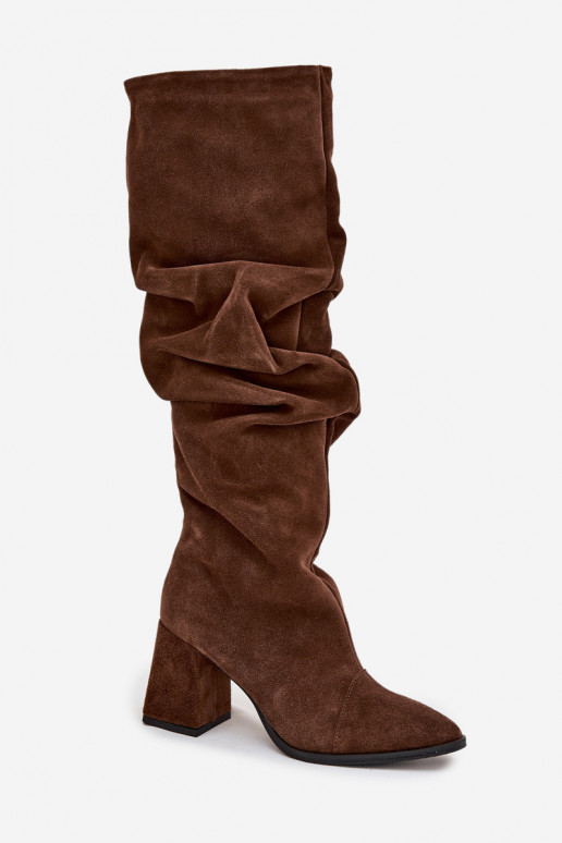 Wrinkled Boots Made From Genuine Suede On Heel Heated Zazoo 4228 Brown Wrinkled Boots Made From Genuine Suede On Heel Heated Zazoo 4228 Brown
