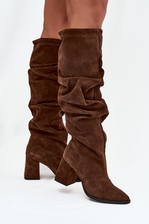 Wrinkled Boots Made From Genuine Suede On Heel Heated Zazoo 4228 Brown Wrinkled Boots Made From Genuine Suede On Heel Heated Zazoo 4228 Brown