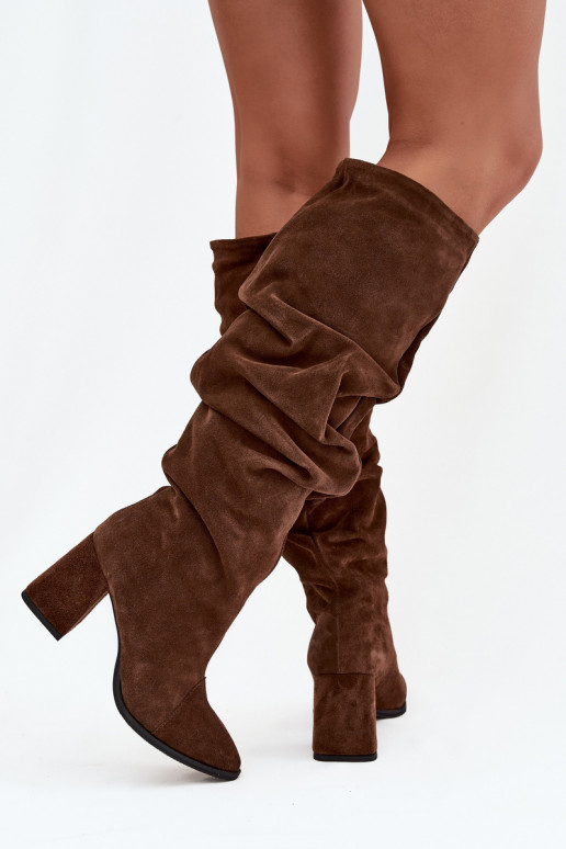 Wrinkled Boots Made From Genuine Suede On Heel Heated Zazoo 4228 Brown Wrinkled Boots Made From Genuine Suede On Heel Heated Zazoo 4228 Brown
