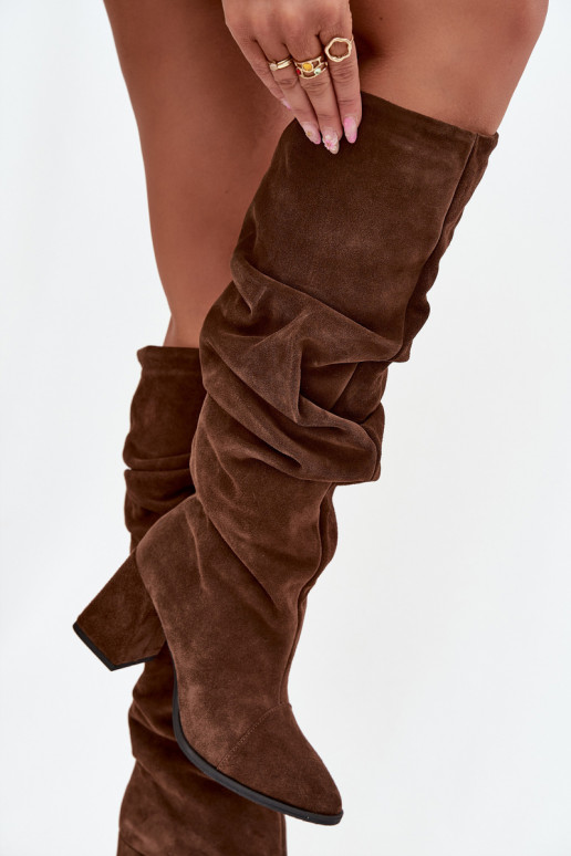 Wrinkled Boots Made From Genuine Suede On Heel Heated Zazoo 4228 Brown Wrinkled Boots Made From Genuine Suede On Heel Heated Zazoo 4228 Brown