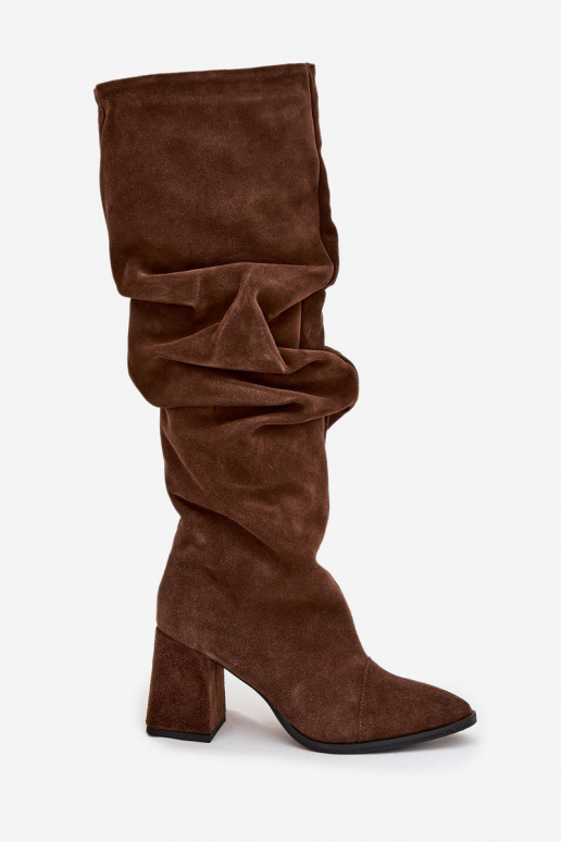 Wrinkled Boots Made From Genuine Suede On Heel Heated Zazoo 4228 Brown Wrinkled Boots Made From Genuine Suede On Heel Heated Zazoo 4228 Brown