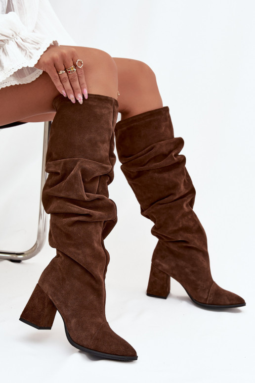 Wrinkled Boots Made From Genuine Suede On Heel Heated Zazoo 4228 Brown Wrinkled Boots Made From Genuine Suede On Heel Heated Zazoo 4228 Brown