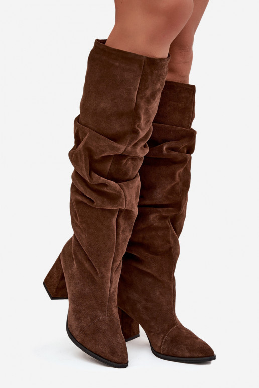 Wrinkled Boots Made From Genuine Suede On Heel Heated Zazoo 4228 Brown Wrinkled Boots Made From Genuine Suede On Heel Heated Zazoo 4228 Brown