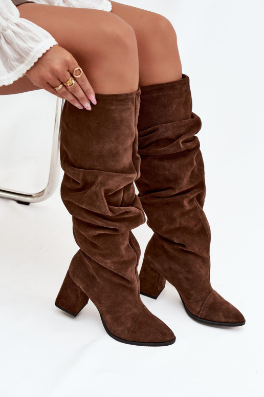 Wrinkled Boots Made From Genuine Suede On Heel Heated Zazoo 4228 Brown Wrinkled Boots Made From Genuine Suede On Heel Heated Zazoo 4228 Brown