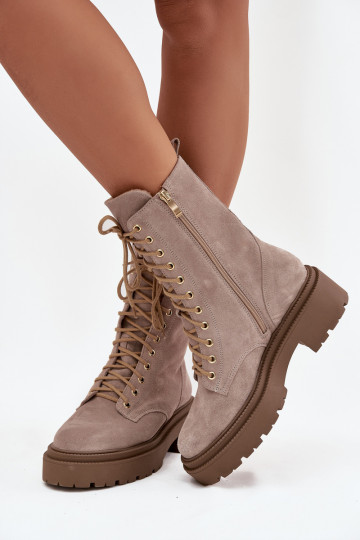 Women's workery made of genuine suede with heating Zazoo 4213 beige 2