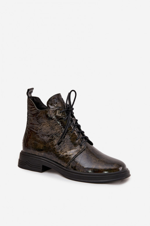 Leather Patent Ladies Boots Insulated With Zip D&A LZ42-042 Gold Leather Patent Ladies Boots Insulated With Zip D&A LZ42-042 Gold