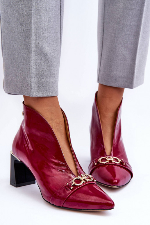 Leather Boots on Heel Maciejka 05262-15 Fuchsia