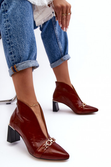 Leather Ankle Boots on Heel Maciejka 05262-02 Brown