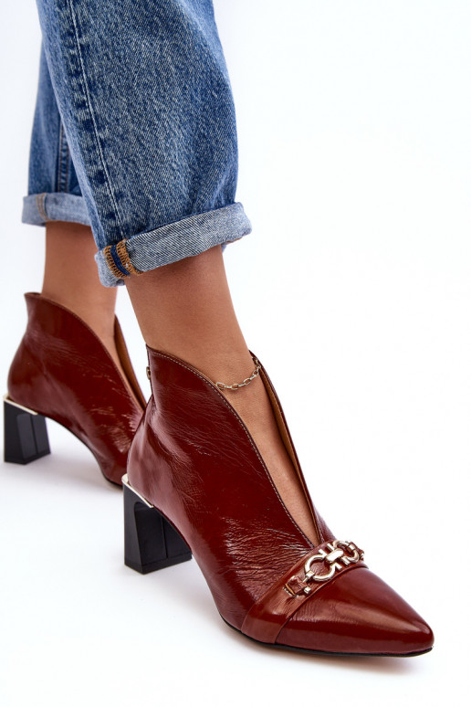 Skórzane Botki Na Słupku Maciejka 05262-02 Brązowe