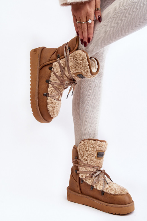 Wodoodporne Śniegowce Na Platformie Wegańskie D.Franklin DFSH370004 Brązowe