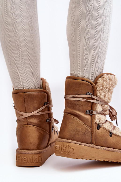 Wodoodporne Śniegowce Na Platformie Wegańskie D.Franklin DFSH370004 Brązowe