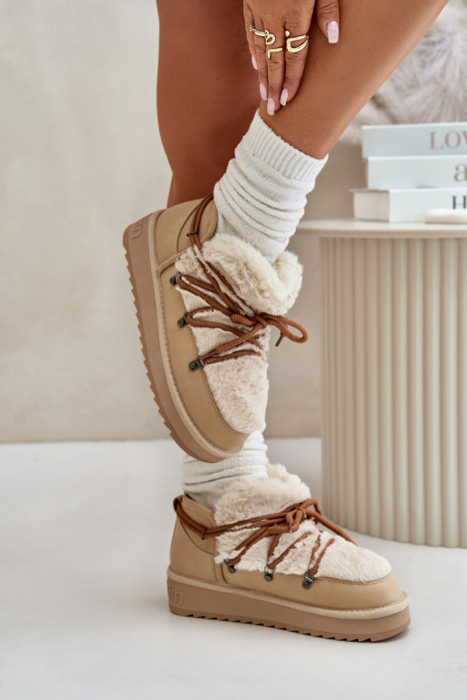 Niskie Śniegowce Na PlatformiewithFuterkiem D.Franklin DFSH370011 Beżowe