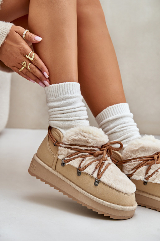 Niskie Śniegowce Na PlatformiewithFuterkiem D.Franklin DFSH370011 Beżowe