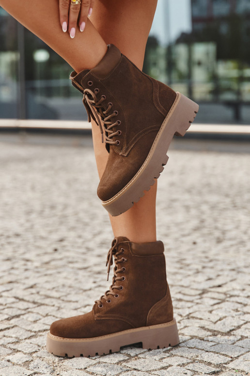 Suede women's workery with laces Big Star SS274792 brown