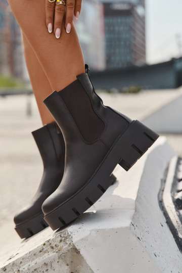 Botki Sztyblety Damskie Ocieplane Na Zamek Eko Skórzane Ciemnobrązowe Fivienne 2