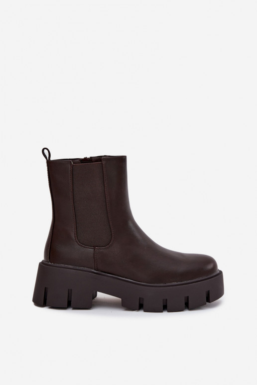 Women's ankle boots Fivienne warm eco leather dark brown Women's ankle boots Fivienne warm eco leather dark brown