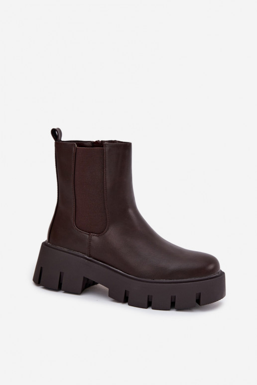 Women's ankle boots Fivienne warm eco leather dark brown Women's ankle boots Fivienne warm eco leather dark brown