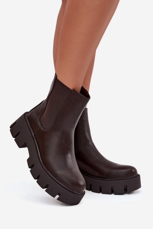 Women's ankle boots Fivienne warm eco leather dark brown Women's ankle boots Fivienne warm eco leather dark brown