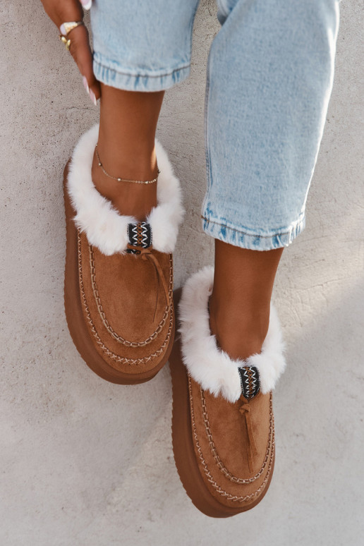 Women's Snow Boots On Platform With Fur And Stitching Camel Kellina Women's Snow Boots On Platform With Fur And Stitching Camel Kellina