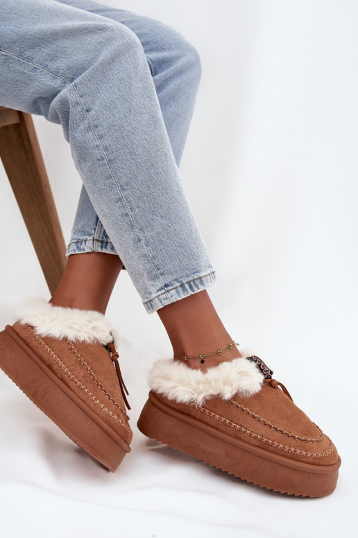 Women's Snow Boots On Platform With Fur And Stitching Camel Kellina Women's Snow Boots On Platform With Fur And Stitching Camel Kellina