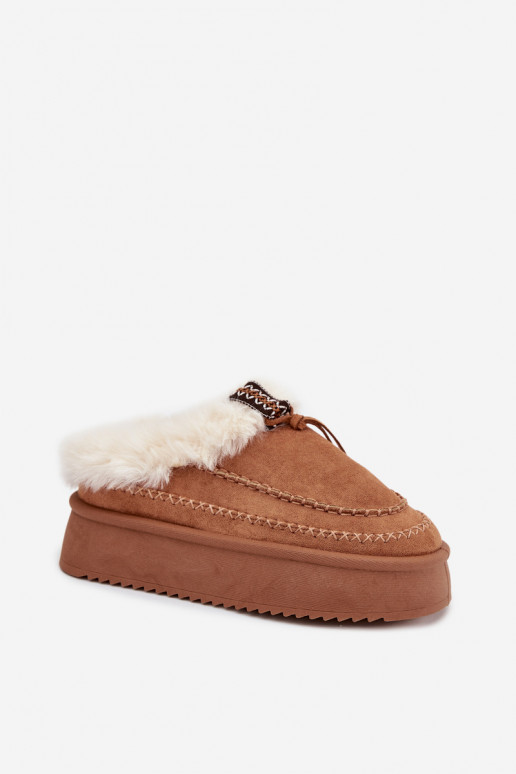 Women's Snow Boots On Platform With Fur And Stitching Camel Kellina Women's Snow Boots On Platform With Fur And Stitching Camel Kellina