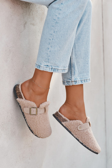 Women's slippers with sheep fur lining Beige Lorivine
