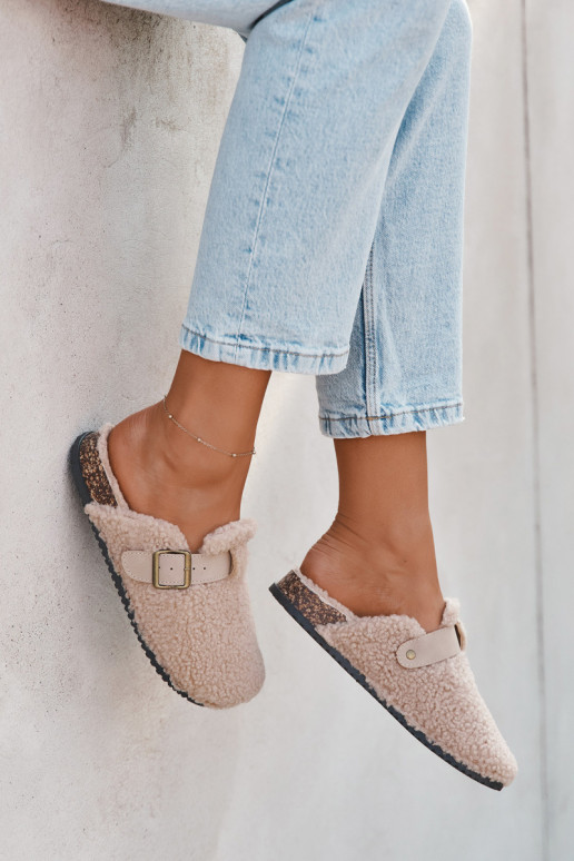 Women's slippers with sheep fur lining Beige Lorivine