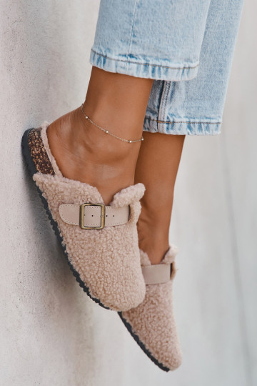 Women's slippers with sheep fur lining Beige Lorivine 2