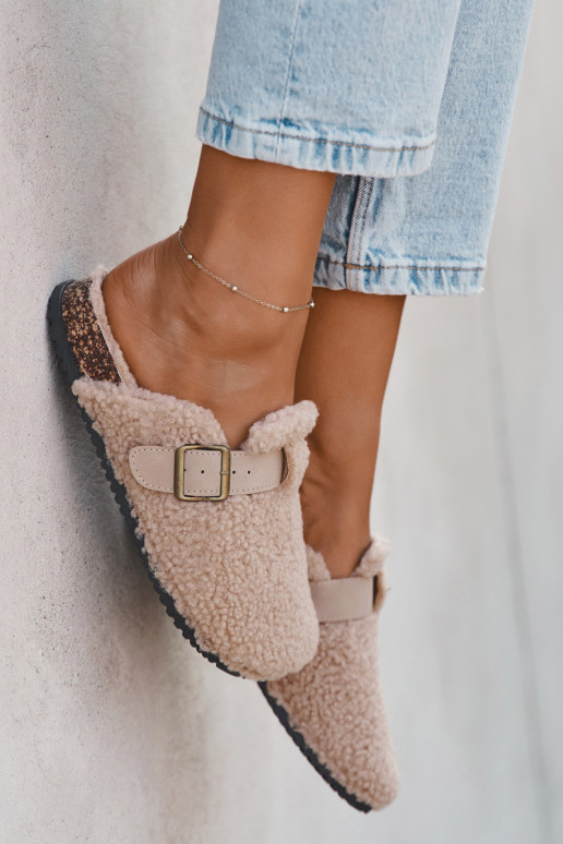 Women's slippers with sheep fur lining Beige Lorivine