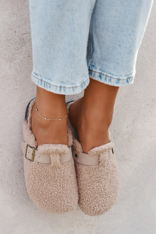 Women's slippers with sheep fur lining Beige Lorivine
