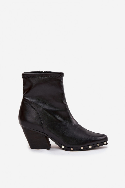 Botki Kowbojki DamskiewithEko Skóry Na Słupku Czarne Abrielle