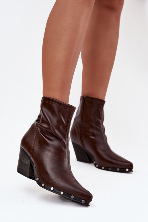 Women's Cowboy Boots Made of Eco Leather with Heel Brown Abrielle