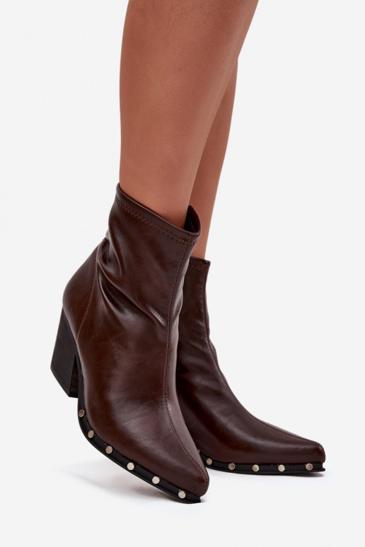 Women's Cowboy Boots Made of Eco Leather with Heel Brown Abrielle