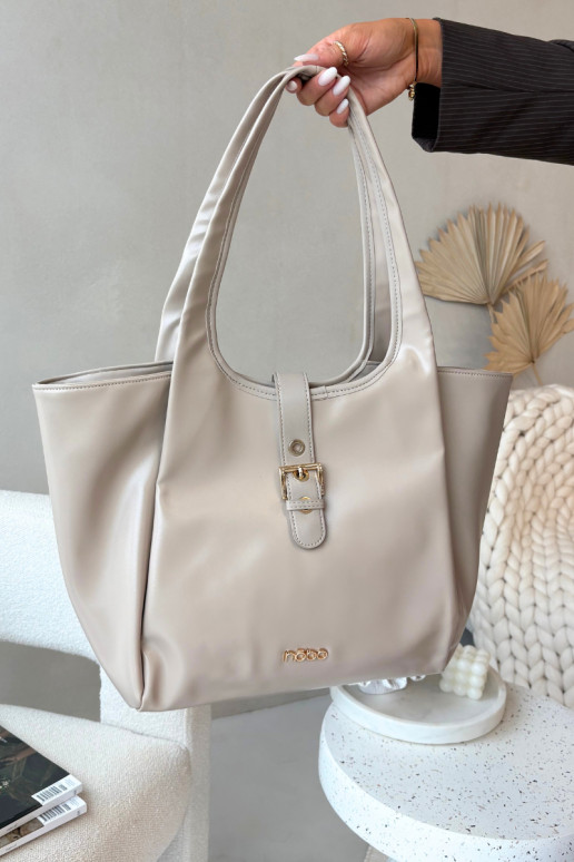Shopper bag with clip NOBO BAG6010-015 Light beige