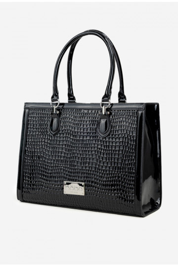 Lacquered Bag with Embossed Pattern NOBO BAG6150-M20 Black 2