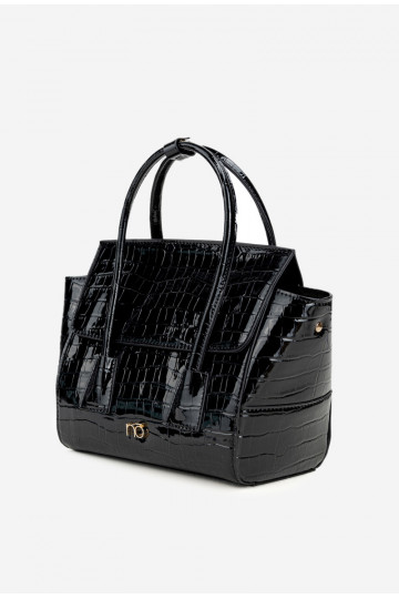 Mała Torebka KuferekwithTłoczonym Wzorem NOBO BAG5800-M20 Czarna 2