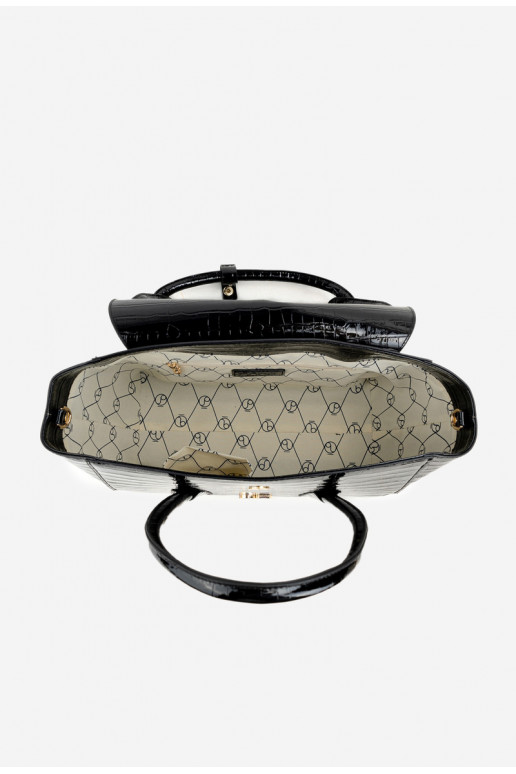 Lakierowana Torebka KuferekwithTłoczeniem NOBO BAG5810-M20 Czarna