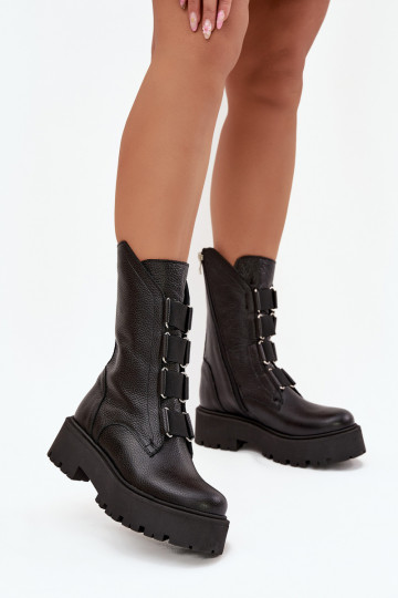 Women's Leather Ankle Boots On Platform Zazoo 3795 Black 2