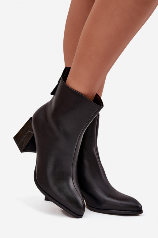 Ocieplane Botki Na SłupkuwithNaturalnej Skóry Vinceza 66812 Czarne