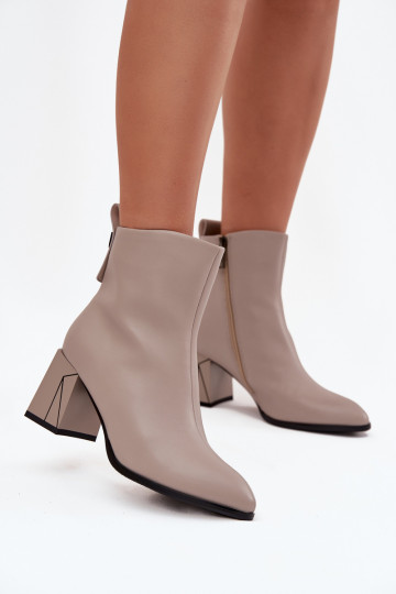 Insulated heeled ankle boots made of genuine leather Vinceza 66812 Grey 2