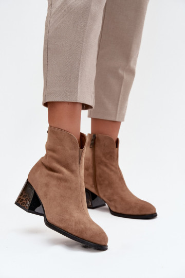 Women's Ankle Boots Made of Natural Suede with Heel Insulated Vinceza 66806 Camel 2