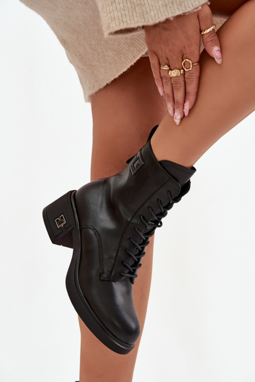 Insulated Women's Ankle Boots Made of Genuine Leather On Block Vinceza 66819 Black Insulated Women's Ankle Boots Made of Genuine Leather On Block Vinceza 66819 Black