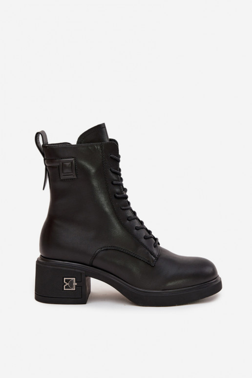 Insulated Women's Ankle Boots Made of Genuine Leather On Block Vinceza 66819 Black Insulated Women's Ankle Boots Made of Genuine Leather On Block Vinceza 66819 Black