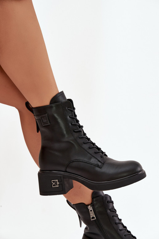 Insulated Women's Ankle Boots Made of Genuine Leather On Block Vinceza 66819 Black Insulated Women's Ankle Boots Made of Genuine Leather On Block Vinceza 66819 Black