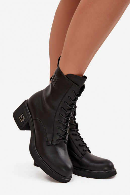 Insulated Women's Ankle Boots Made of Genuine Leather On Block Vinceza 66819 Black Insulated Women's Ankle Boots Made of Genuine Leather On Block Vinceza 66819 Black