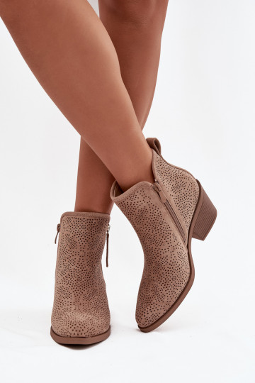 Women's Cowboy Boots with Heel S. HY52-538 Beige 2