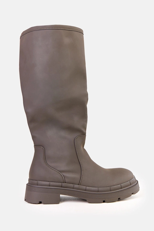 Zielone kozaki z ekoskóry matowej Delita