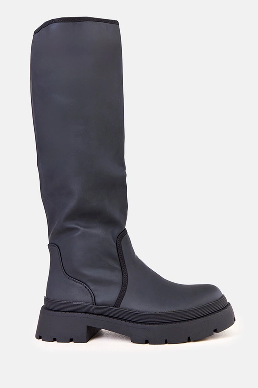 Czarne kozaki damskie z ekoskóry...